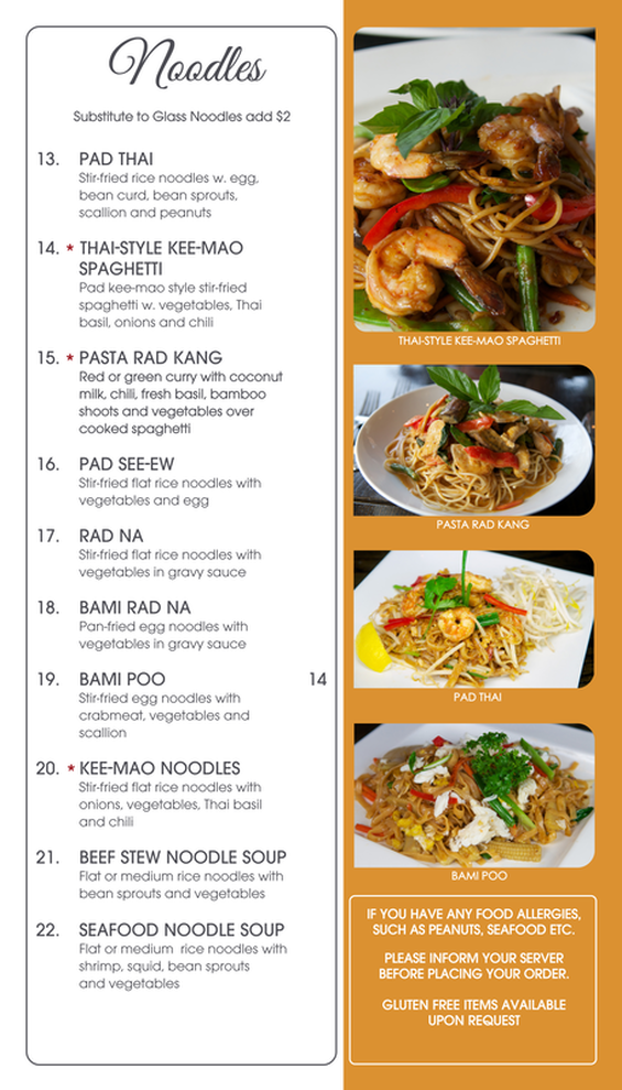 Boodschapper Rekwisieten verfrommeld Lunch Menu - Pimaan Thai Restaurant